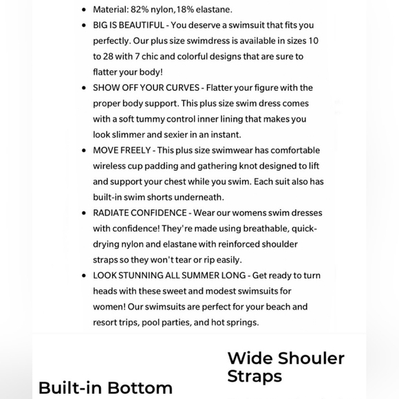 Plus Size Swim Dress Wantdo - Picture 11 of 16